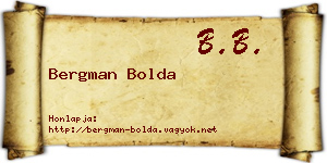 Bergman Bolda névjegykártya